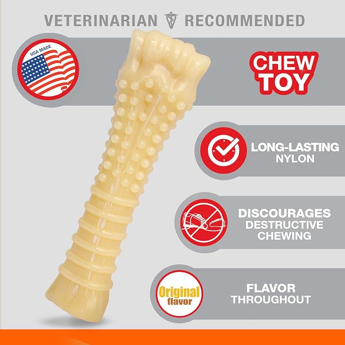 Nylabone Power Chew Textured Bone Dog Chew Toy, Original Flavor, X-Large | Durable dog toys, long lasting, discourages destructive chewing, teeth-cleaning textures, flavor throughout, for dogs 50+ lbs