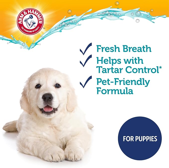 Arm & Hammer Complete Care Puppy Dental Kit, Peanut Butter, 2.5 Oz, 2-Pack | Enzymatic baking soda formula, fluoride-free, peanut butter flavor, toothbrush and microfiber brush included