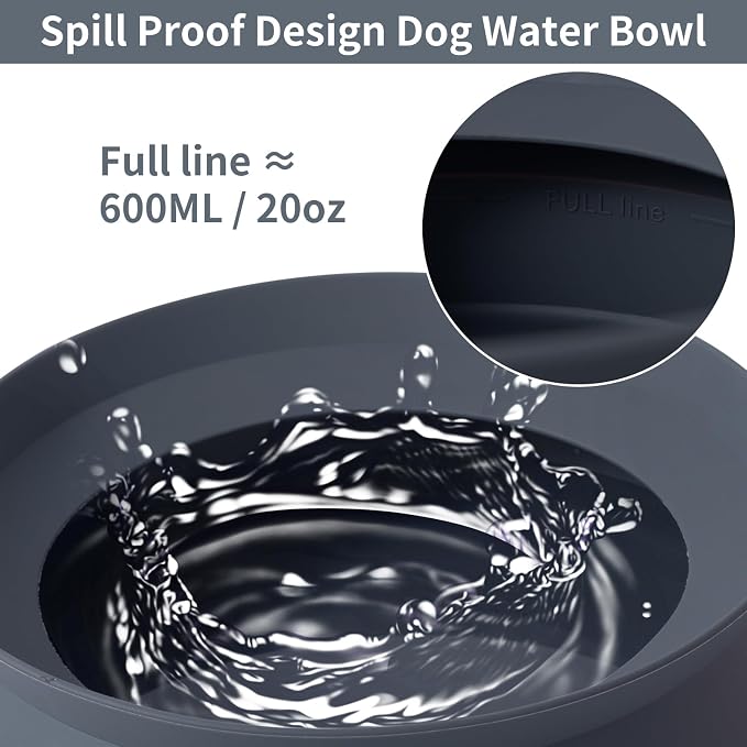 SLSON Spill Proof Dog Water Bowl for Cars, Dark Grey