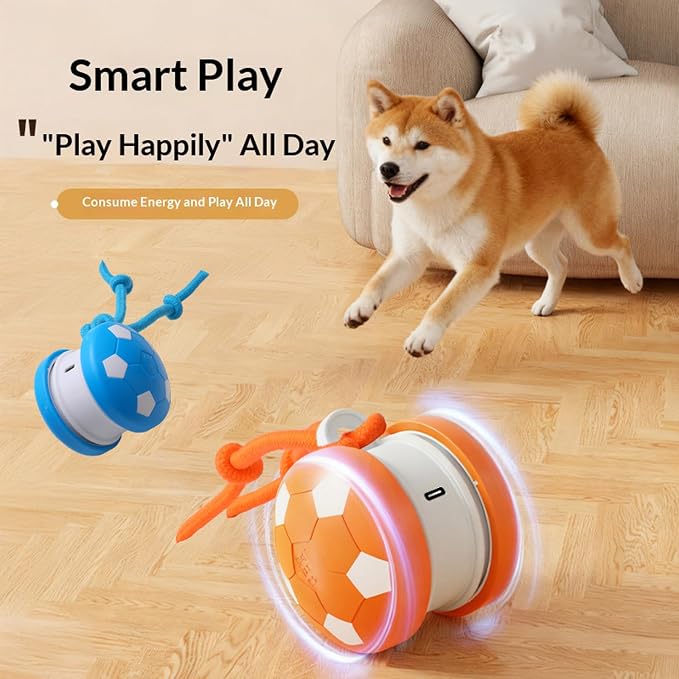 Interactive Dog Toys Dog Ball,Automatic Rolling and Bouncing Moving Dog Toy | Dog Soccer Ball,Squeaky Rolling Balls with Flashing Light,USB Rechargeable Chew Toys for Dogs, Pet Ball to Keep Them Busy