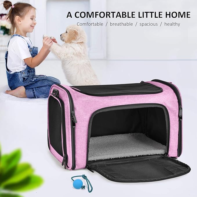 Henkelion Pet Carrier, Small/Medium Up to 15 lbs, TSA Airline Approved, Pink
