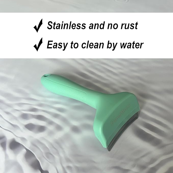 Pet Deshedding Tool with Curve Blade, Small, Small, Green