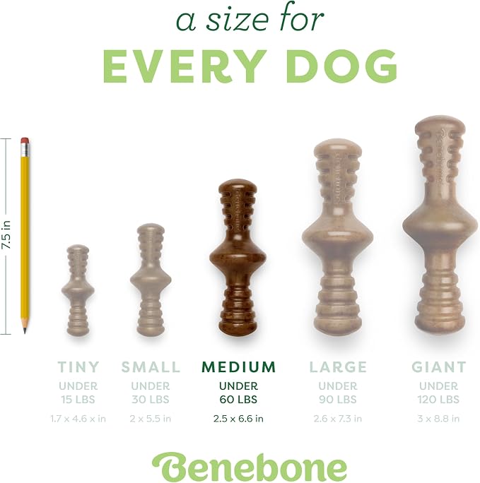 Benebone Zaggler Rolling Dog Chew Toy for Aggressive Chewers, Real Bacon, Made in USA, Medium
