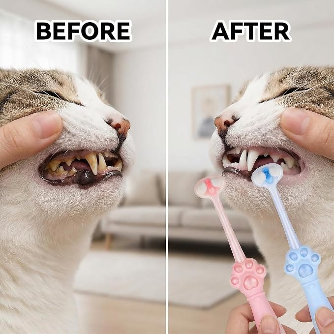 2 Pcs Puppy Tooth Brushing Kit 3-Sided Small Dog Toothbrush Puppy Toothbrushes Unique Head Teeth Brush Dogs Brush Addition Bad Breath Tartar Teeth for Small Medium Dogs