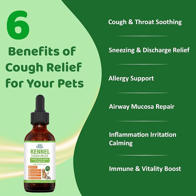 Dog Cough Relief Liquid Drops - Kennel Cough Treatment for Dogs & Cats - Better Absorption Than Soft Chews - 9 Natural Herbs with Postbiotics - 120mL/4.1 fl oz Value Pack for Respiratory Support