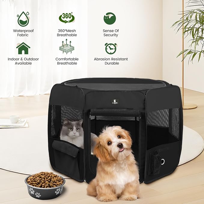 X-ZONE PET Dog Playpen - Black, Medium
