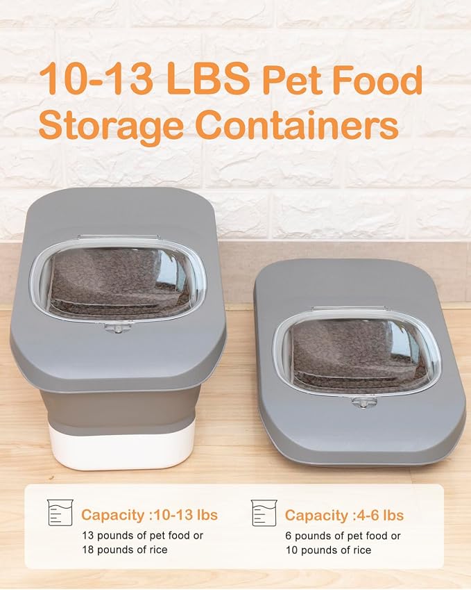 10-13 Lbs Dog Food Storage Container, 13 Lbs, Grey