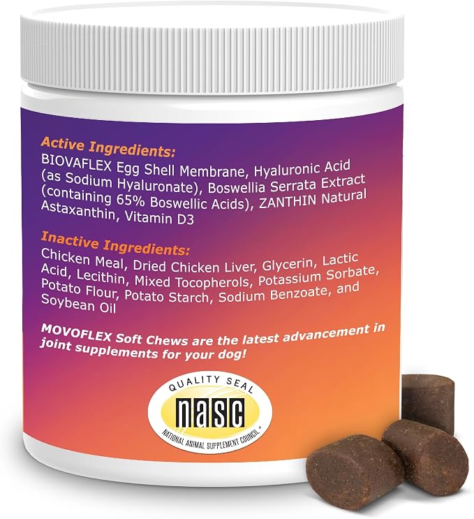 MOVOFLEX Joint Support Supplement for Dogs - Hip and Joint Support - Dog Joint Supplement - Hip and Joint Supplement Dogs - 60 Soft Chews for Small Dogs (By Virbac) (Pack of 2)