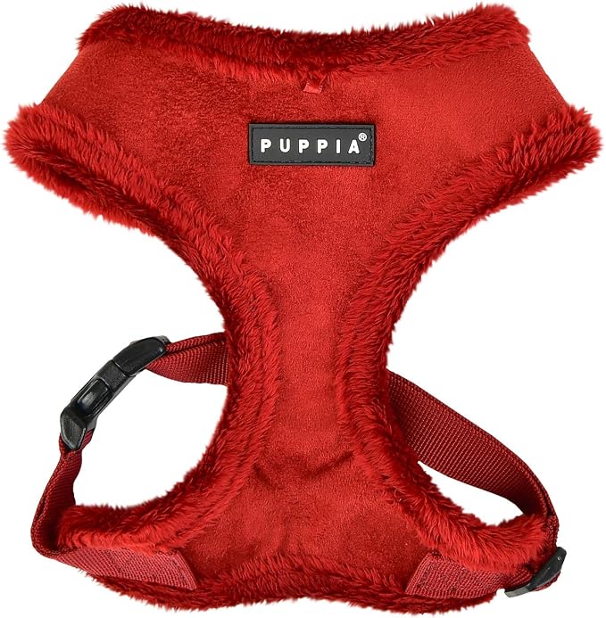 Puppia Terry Dog Harness Over-The-Head Winter Suede Warm No Choke No Pull Training Walking for Small and Medium Dog, Wine, Large