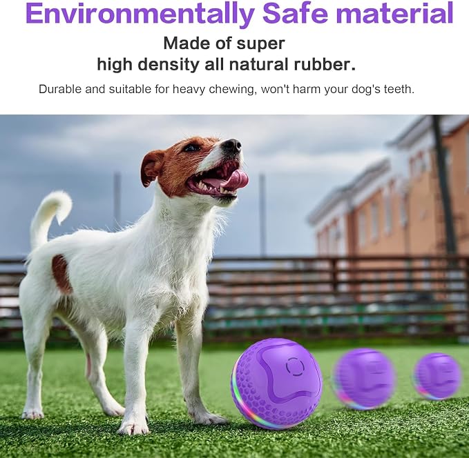 Interactive Dog Toys Ball, Automatic Rolling Toy, Lively pet Ball for Medium/Large Dogs to Relieve Boredom, Activated Automatic Motion Dog Balls Toy with LED Flash, USB Rechargeable