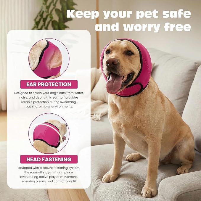 2PCS No Flap Ear Wraps for Dogs, Dog Ear Muffs Noise Protection, Adjustable Calming Dog Ear Protection