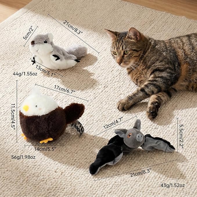 Flying Bat Toy for Dogs & Cats Flapping Wings Interactive Pet Toy (Mouse) | Flying Bat Dog Toy with Chirping Sounds, Flapping Bird Interactive Toy