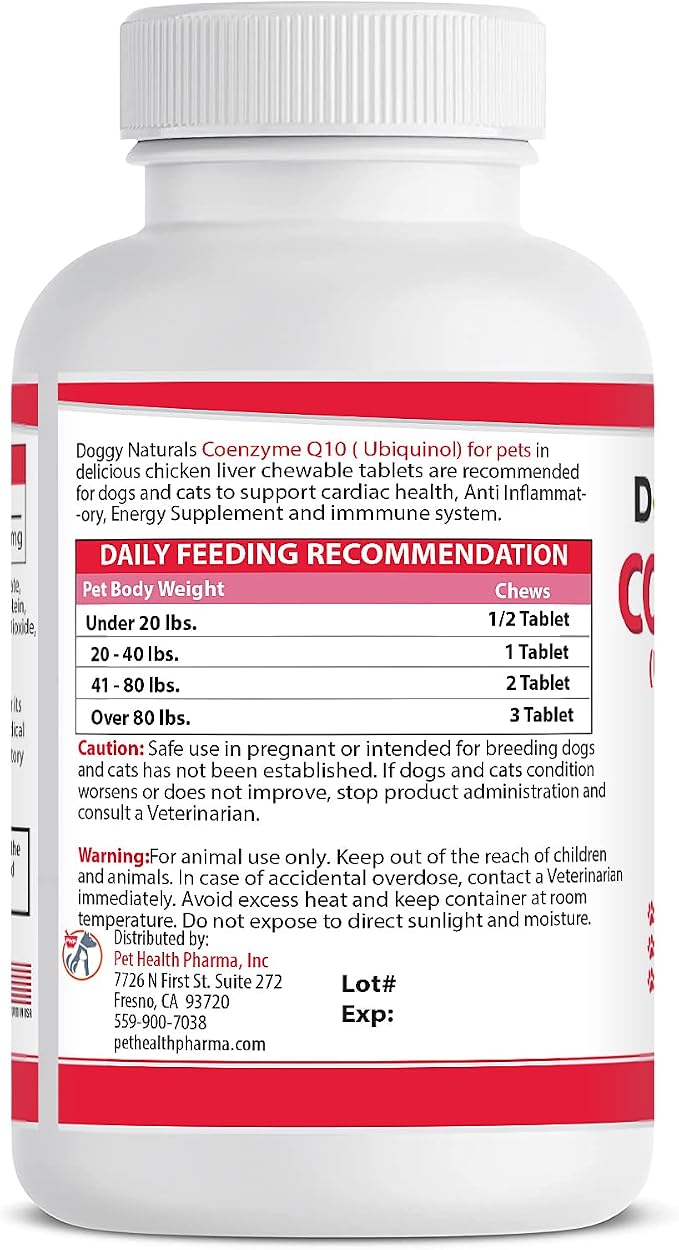 Coenzyme Q10 High Potency COQ10-40mg UBIQUINOL for Dogs (120 Tabs) Made in U.S.A. CoQ10 for Dogs