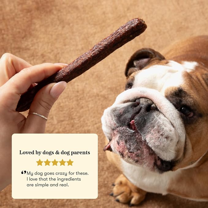 Plato Meat Sticks Lamb Dog Treats, Air-Dried High-Protein Soft Chews, Grass-Fed New Zealand Lamb with Omega Fish Oil, 10 oz