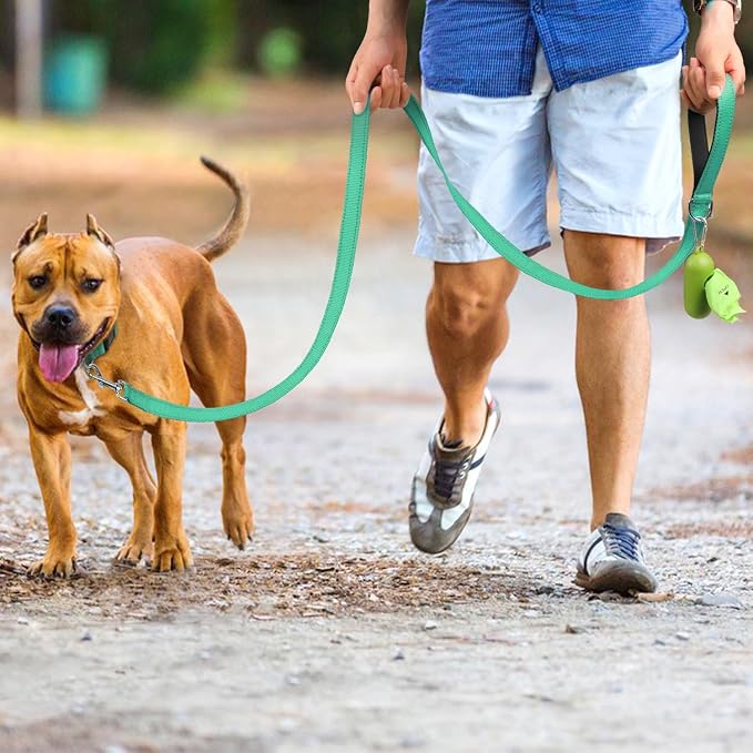Joytale Dog Harness (Chest: 12-28"), Dog Collar and 6FT x 1" Wide Dog Leash Set, Reflective Neoprene Padded Collar and Leash, and Adjustable Soft Harness with Handle for Dogs