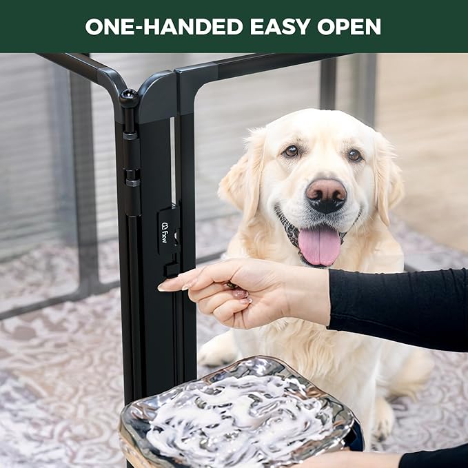 FXW AuraSpace Pro Acrylic Indoor Dog Playpen, Heavy-Duty with Metal Frame, 40" Height 8 Panels for Medium and Large Dogs, Black│Patented