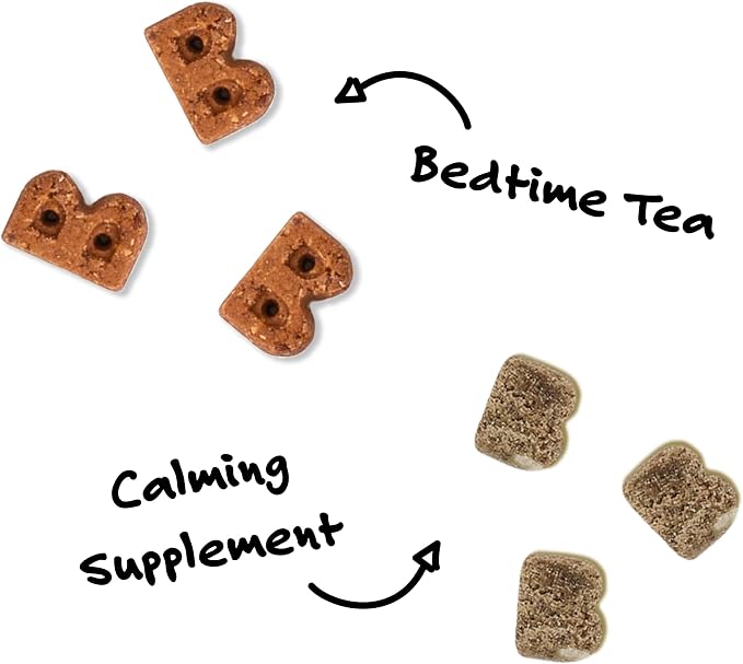 Bocce's Bakery Bedtime Tea Biscuit Dog Treat + Calming Supplement Bundle, Chamomile, L-Theanine