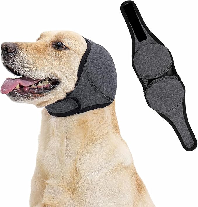 Dog Ear Covers for Bath, Swimming & Grooming – Water-Resistant Ear Protection Wraps for Dogs, Adjustable Reusable Shower Cap for Noise & Blow Drying Relief