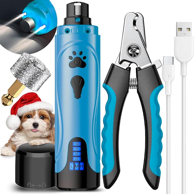 YABIFE Dog Nail Grinder, Dog Nail Trimmers and Clippers Kit, 3 Speeds