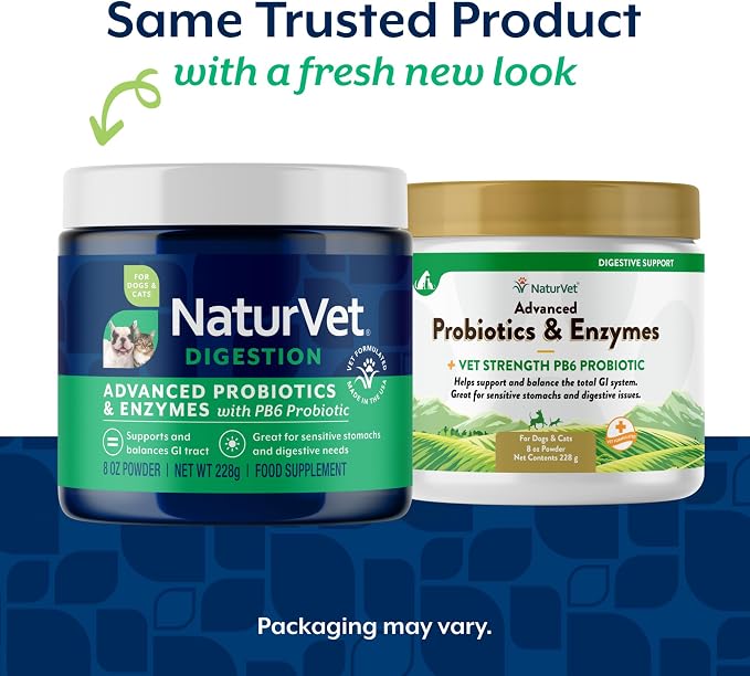 NaturVet Advanced Probiotics & Enzymes Powder for Dogs & Cats - 8oz