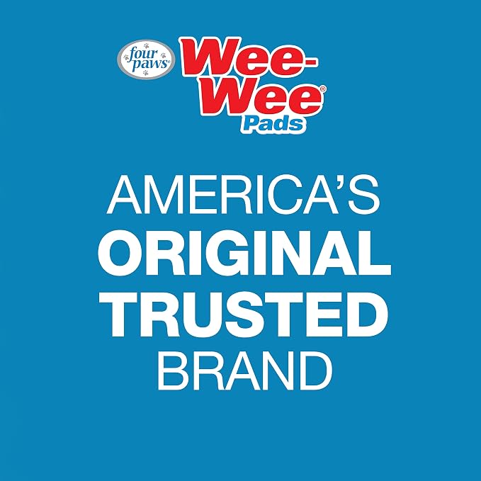 Four Paws Wee-Wee Super Absorbent Unscented Pee Pads for Dogs & Puppies with Insta-Rise Border, Leak-Proof Dog Housebreaking Potty Training Floor Protection, 22" x 23", 100 Count