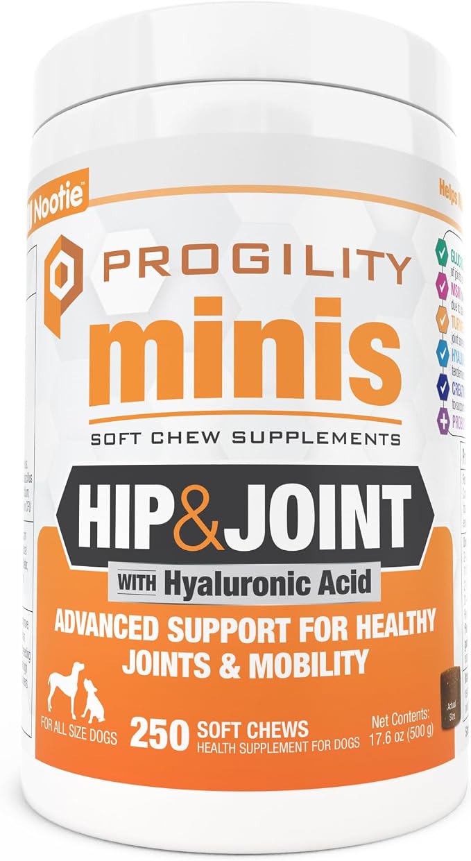 Progility Hip & Joint Glucosamine Supplement for Dogs, Hyaluronic Acid
