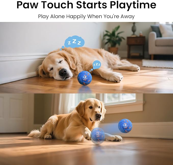 Smart Interactive Dog Toy Ball - Automatic Bouncing & Rolling, Chew-Resistant E-TPU Material, 3 Interactive Modes, IPX7 Waterproof, Smart Chase Pet Toy Ball for Medium and Large Dogs (Blue)