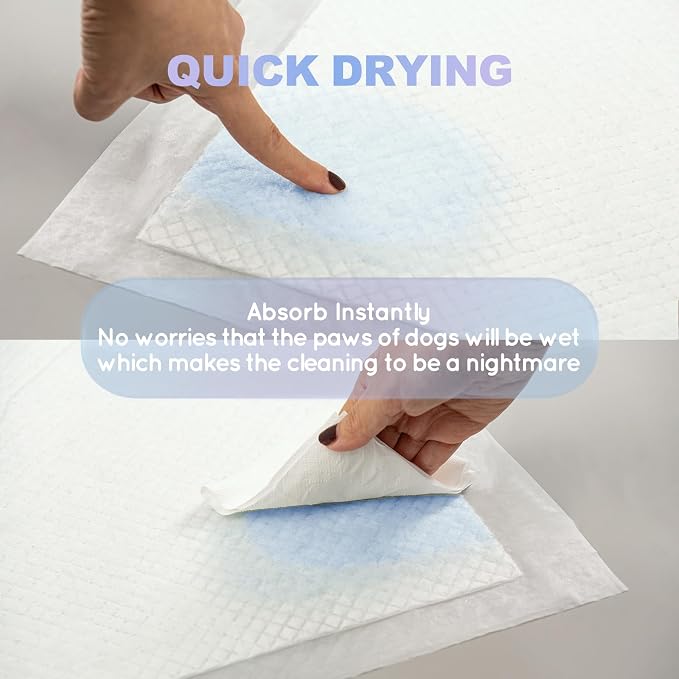 HQ4US 4LEGS Dog Pee Pads, Thick/Ultra Absorbent Puppy Dog Training Pads, Large Size 36”×24”，Odor Eliminating Gel, Deodorizing Factors, with Pet Inducer (105 Count)
