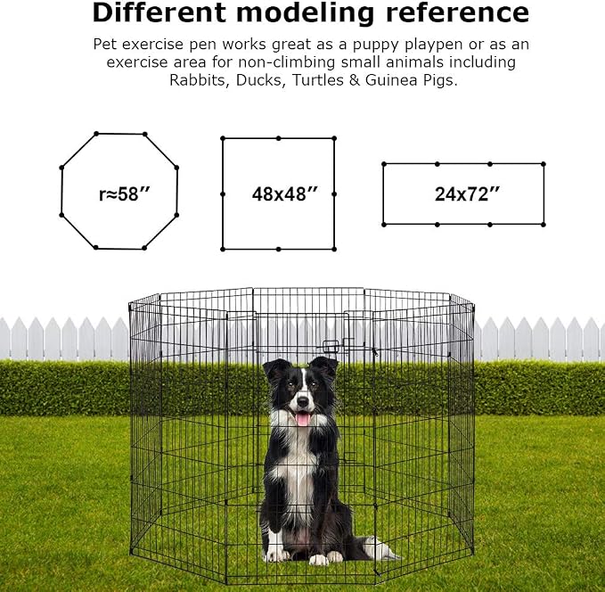 BestPet | Foldable Dog Playpen | 48 Inch, 8 Panels | Metal Pet Exercise Pen | Indoor Outdoor Portable Dog Fence with Door | Removable, Rust-Resistant Secure Pet Kennel | Easy to Assemble