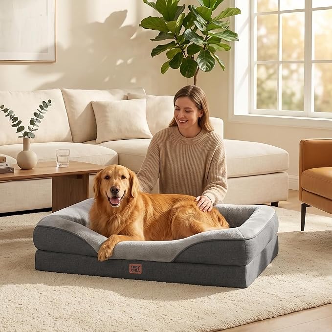 EHEYCIGA Orthopedic Memory Foam Dog Bed - XL 42x30in, Grey