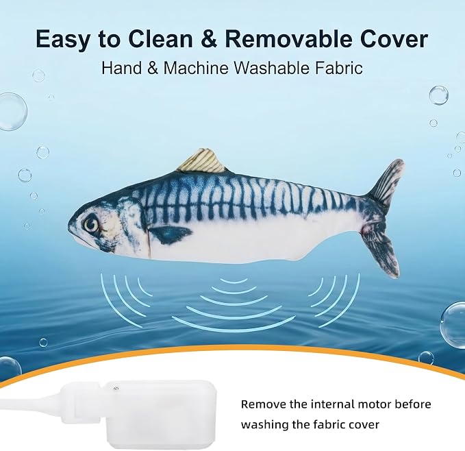 3 Pack Flopping Fish Cat Toy, Interactive Plush Cat Kicker Toy with Catnip Pocket, USB Rechargeable Wiggle Fish Set(Carp+Clownfish+Mackerel) for Indoor Kitten & Small Dogs, 3 Assorted Sizes