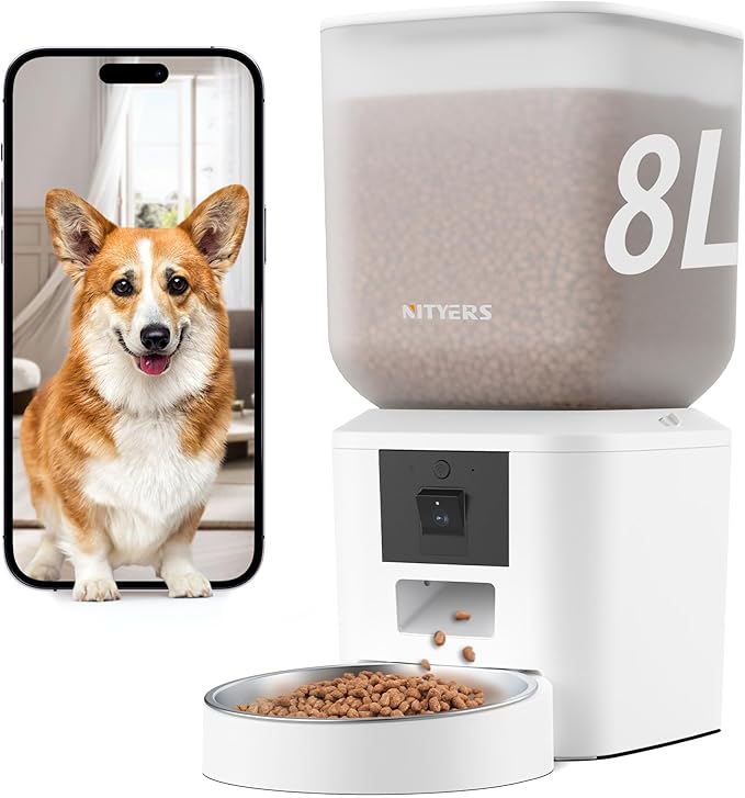 Automatic Dog & Cat Feeder with Camera & WiFi, 8L
