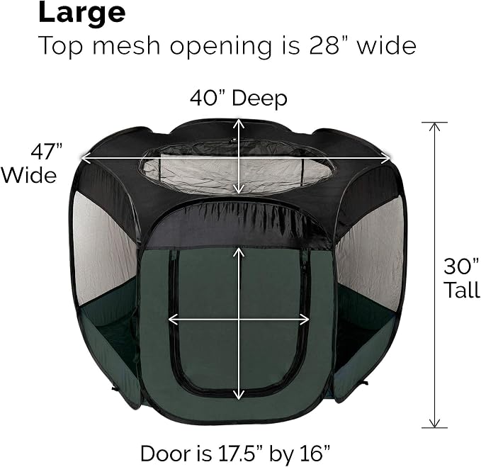 Furhaven Portable Dog Playpen Cat Tent, Pet playground,Kennel foldable indoor outdoor zippered puppy crate - Hunter Green, Large