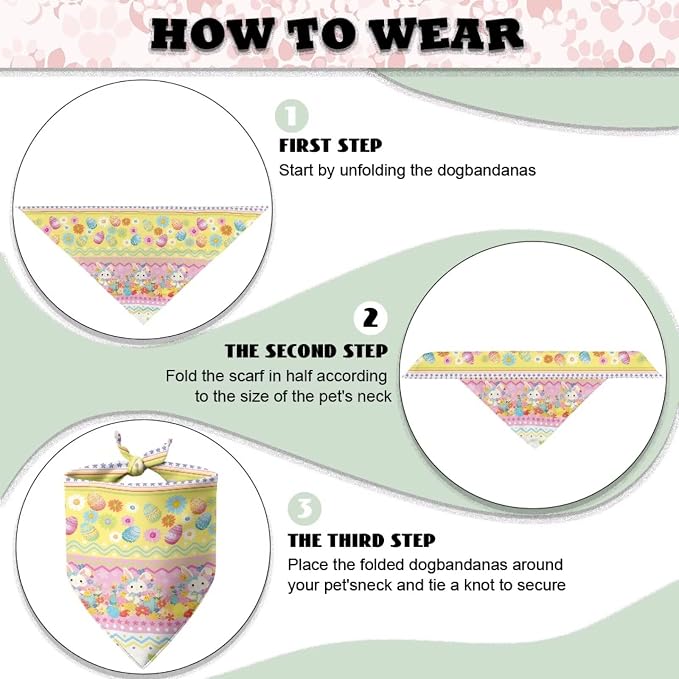 Forchrinse Easter Bunny Egg Dog Bandanas Triangle Bandana Soft Polyester Pet Scarf Dog Kerchief, One Size, Polyester, Easter Bunny Egg