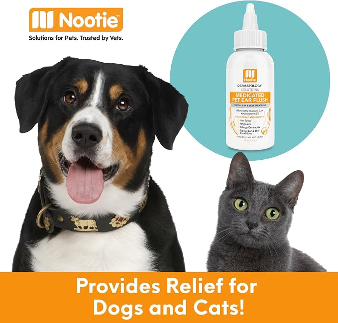 Nootie Dermatology Solutions- Ear Flush for Dogs & Cats, 4 oz