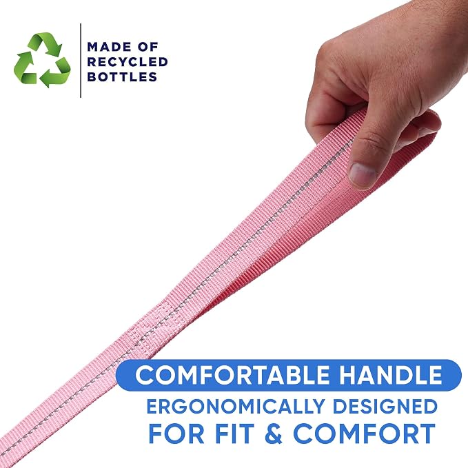 Pawtitas Pink Dog Leash 6 ft XS/S Reflective Durable Lightweight Recycled Lead for Small Dogs and Puppies