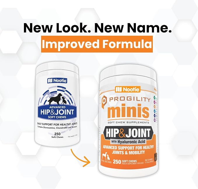Progility Hip & Joint Glucosamine Supplement for Dogs, Hyaluronic Acid