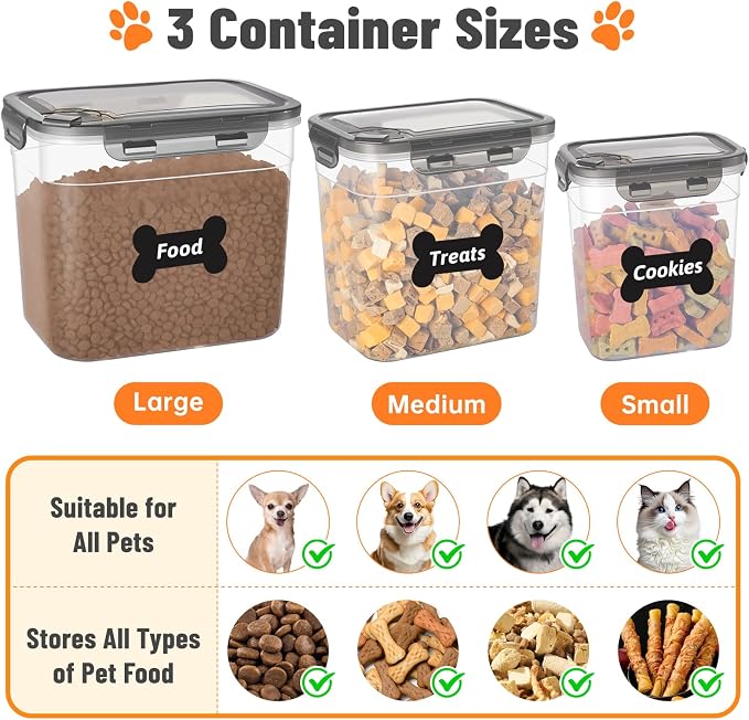 ZooZoo Dog Treat Container, Airtight Pet Food Storage, BPA-Free, 3 Pack