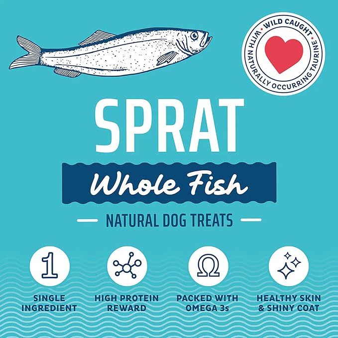 Icelandic+ 2oz Wild-Caught Whole Fish Sprat - Crunchy Air-Dried Dog Treats