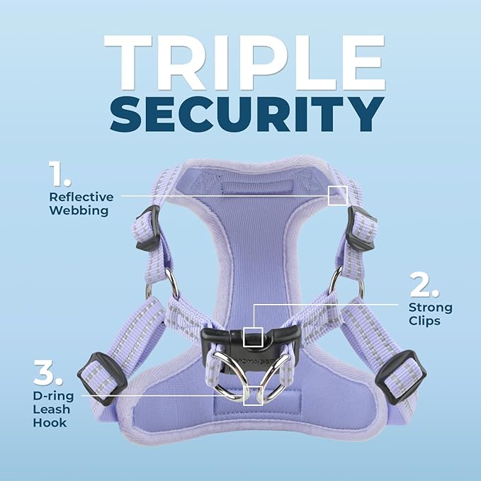 Voyager Step-in Flex Adjustable Dog Harness - Lavender, X-Large | 23 - 28" in Chest, Fully Adjustable, Reflective Bands, All Weather Breathable Air Mesh, Lightweight, Fast Drying