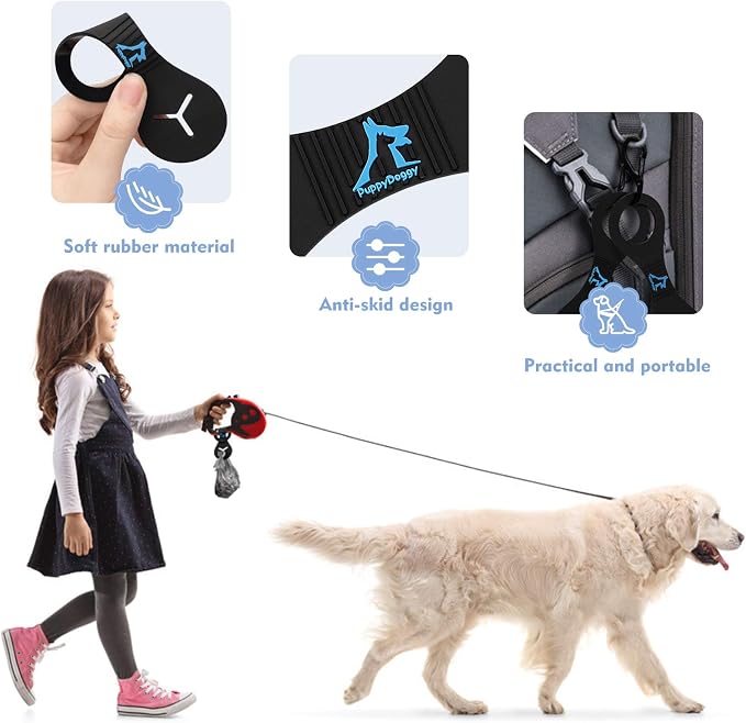 Dog Poop Bag Holder for Leash Waste Bag Carrier Dog Poop Bag Dispenser for Walking Running Bicycle Accessory 2 Pieces (Black + Green)