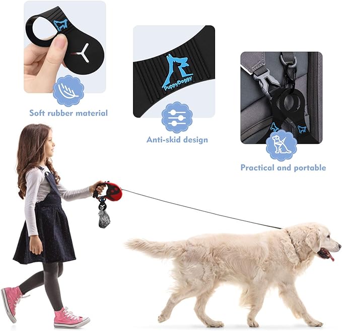 Dog Poop Bag Holder for Leash Waste Bag Carrier Dog Poop Bag Dispenser for Walking Running Bicycle Accessory 2 Pieces (Mixed Blue)