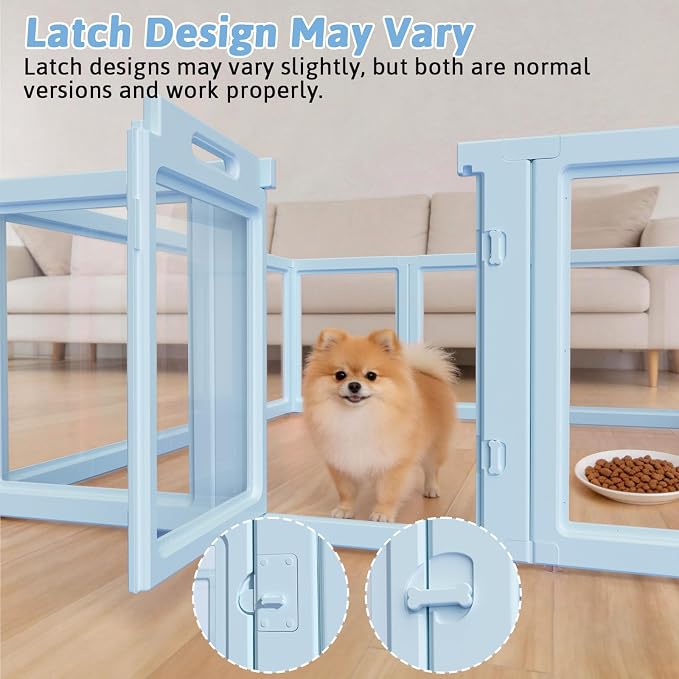 DIY Clear Acrylic Dog Playpen House,Quick Easy Assembly and Disassembly,Strong Floor Suction,Indoor and Outdoor Use,Easy Cleansing Puppy Fence (Sky Blue, 23.6" H, 10PCS)