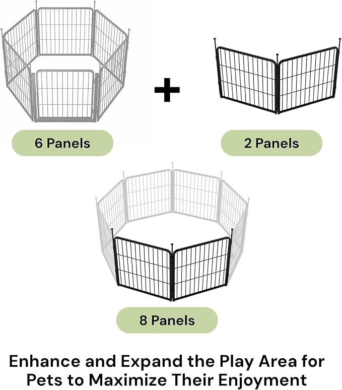 SunsGrove 24 inch 2 Panels Dog Playpen Outdoor for Small and Medium Dogs, Free and Safe Play Dog Fence Indoor, Black