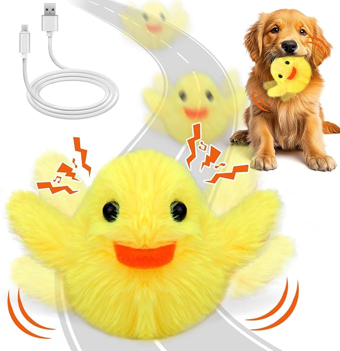 Mity rain Interactive Dog Toys Duck | Keeps Small, Medium & Large Dogs Busy Indoors & Outdoors - Rechargeable, Plush & Squeaky