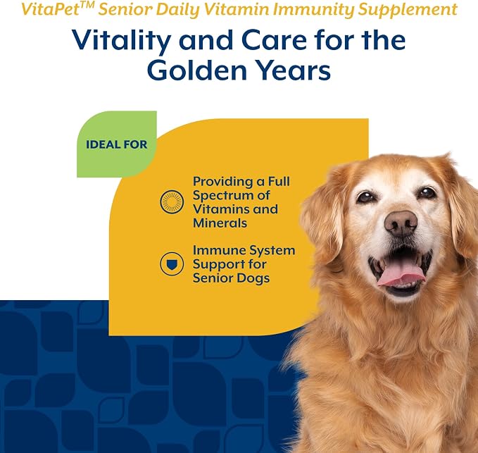 NaturVet VitaPet Senior Daily Vitamin Dog Supplements - 120 Ct | Glucosamine, Includes Full-Spectrum Vitamins, Minerals, Joint Support for Older, Active Dogs, Soft Chews