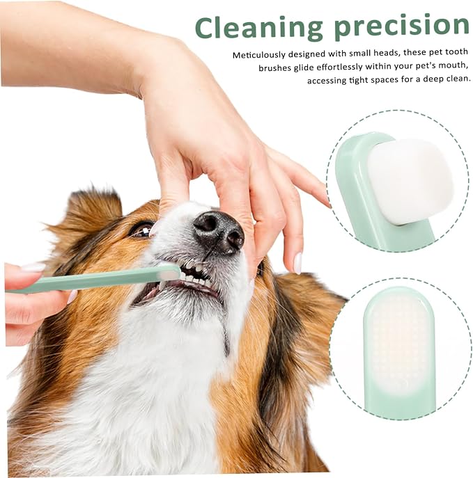 Happyyami 3pcs Pet Toothbrush Small Head Soft Bristles Gentle Dog Cat Oral Care Kit Handle for Precise Cleaning and Irritation Use