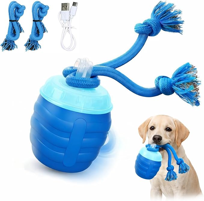 Interactive Dog Toys, Pelota Interactiva Inteligente para Perros, Motion Activated Automatic Rolling Ball for Dogs with Music (Blue)