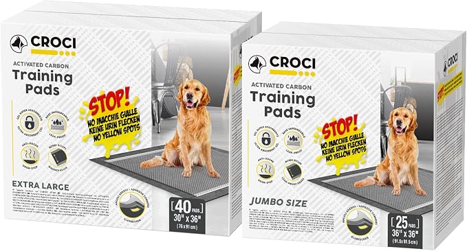 CROCI Charcoal Potty Pads for Dogs 36x36in 25 Counts, 30x36in 40 Counts