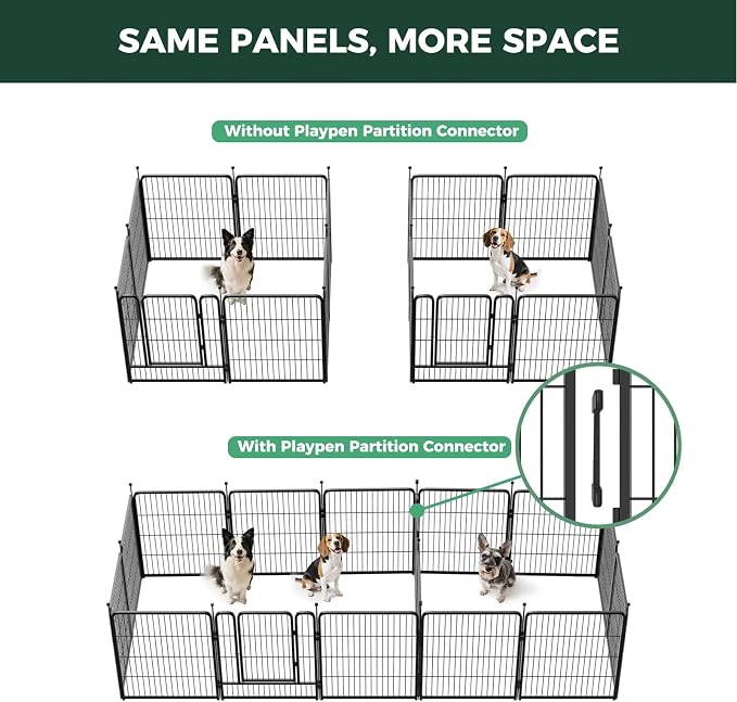 FXW Rollick Unleashed Dog Playpen, 32in, 16 Panels with Connectors, 2-Pack, Small/Medium, Black